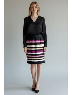 NWT White House Black Market Multicolor Striped Bandage Pencil Skirt, Size 4